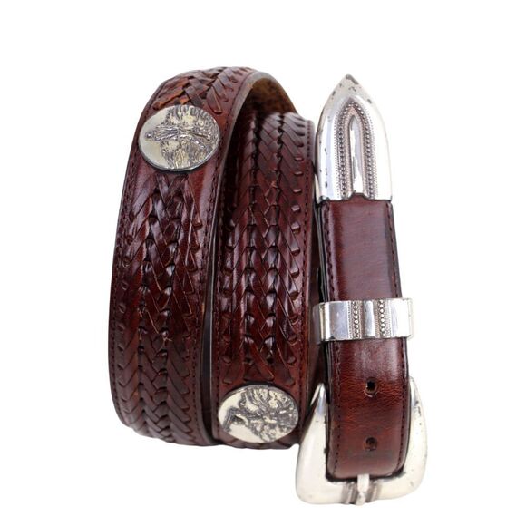 Onyx by BRIGHTON BROWN GENUINE LEATHER 1 1/8"Wd CASUAL DRESS BELT Sz 40 (G37 - Picture 1 of 15